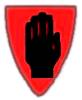 An upright black hand, usually on a red field